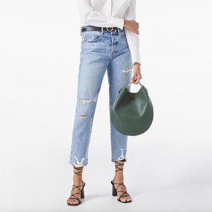 Frame Le Original High-Rise Straight Jean In Cascade Blue Rips - Size 23